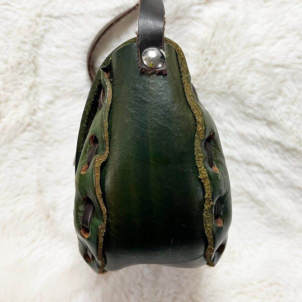 Made in Mexico Green Leather Floral Colorful Tooled Mini Crossbody Bag - Picture 5 of 15